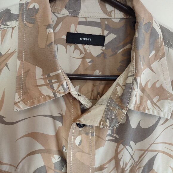 Diesel D78 Camo Military Button Up OverShirt Long Sleeve Men's Size Large Grunge - Picture 8 of 14